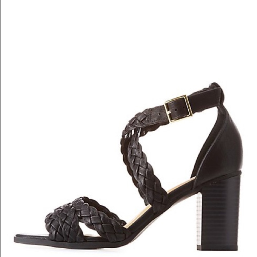 Braided strappy  block heel